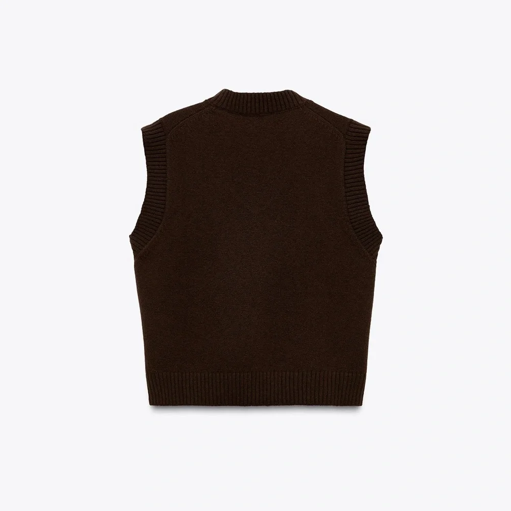 Zara Knit Brown Sweater Vest NWT - Picture 2 of 9